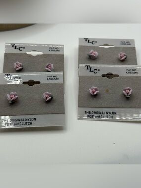TLC Light Pink Rose Flower Stud Earrings